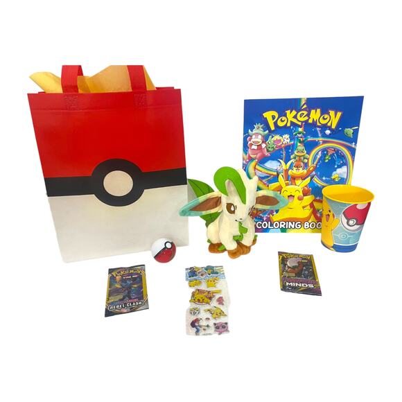 Pokemon Easter Basket Cards Pokémon Plush Leafeon Surprise Pokeball Book - Picture 1 of 11